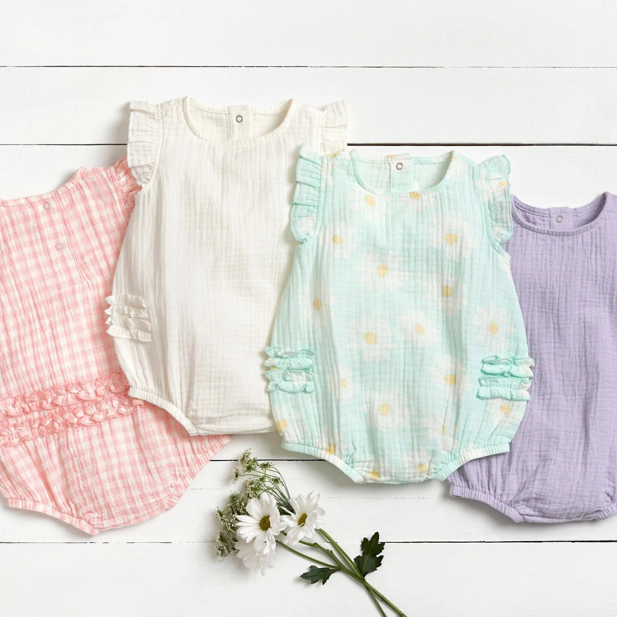 Baby Girls Ivory Gauze Sunsuit Romper