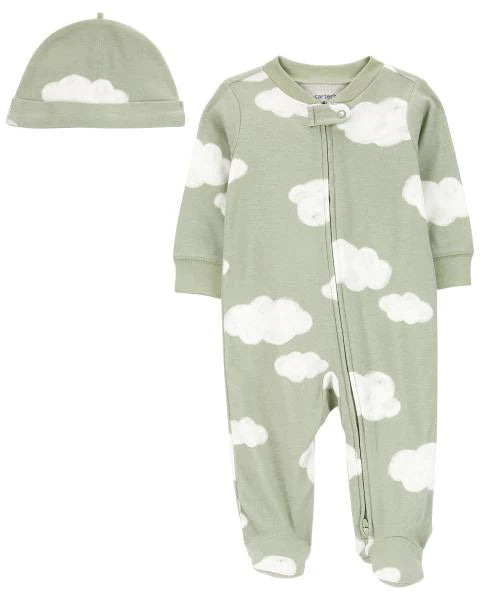 Carter's 2-Piece Cloud 2-Way Zip Sleep & Play & Cap Set