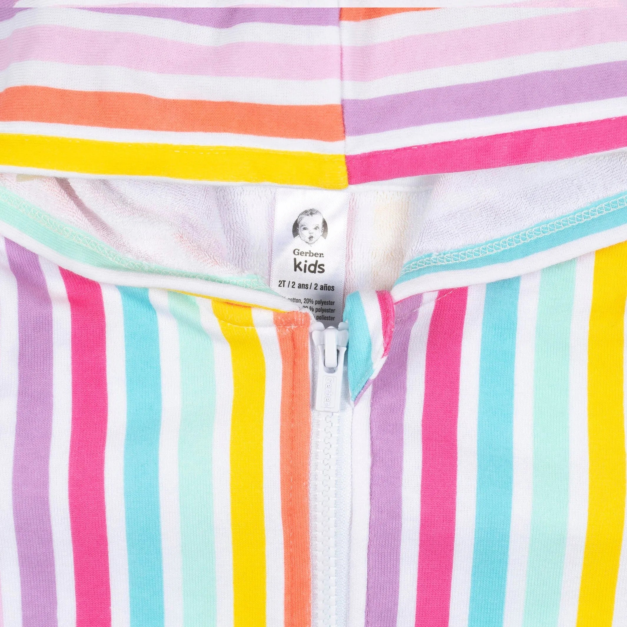 Baby & Toddler Girls Rainbow Hooded Zip Front Terry Coverup