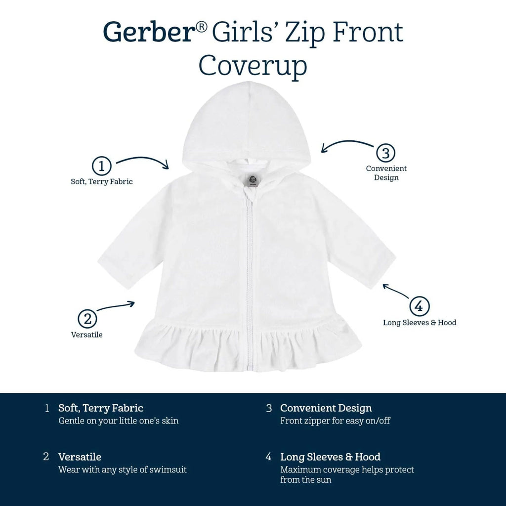 Baby & Toddler Girls Rainbow Hooded Zip Front Terry Coverup