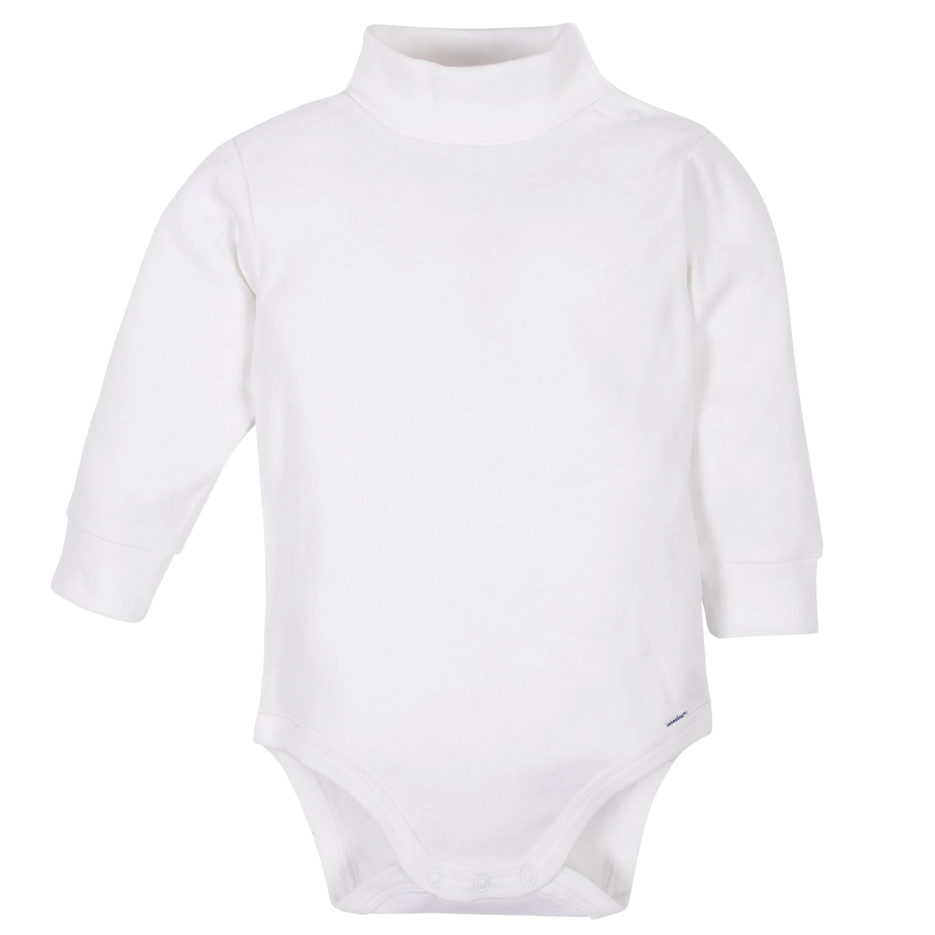 2-Pack Baby and Toddler Neutral White Long Sleeve Turtleneck Onesies Bodysuits