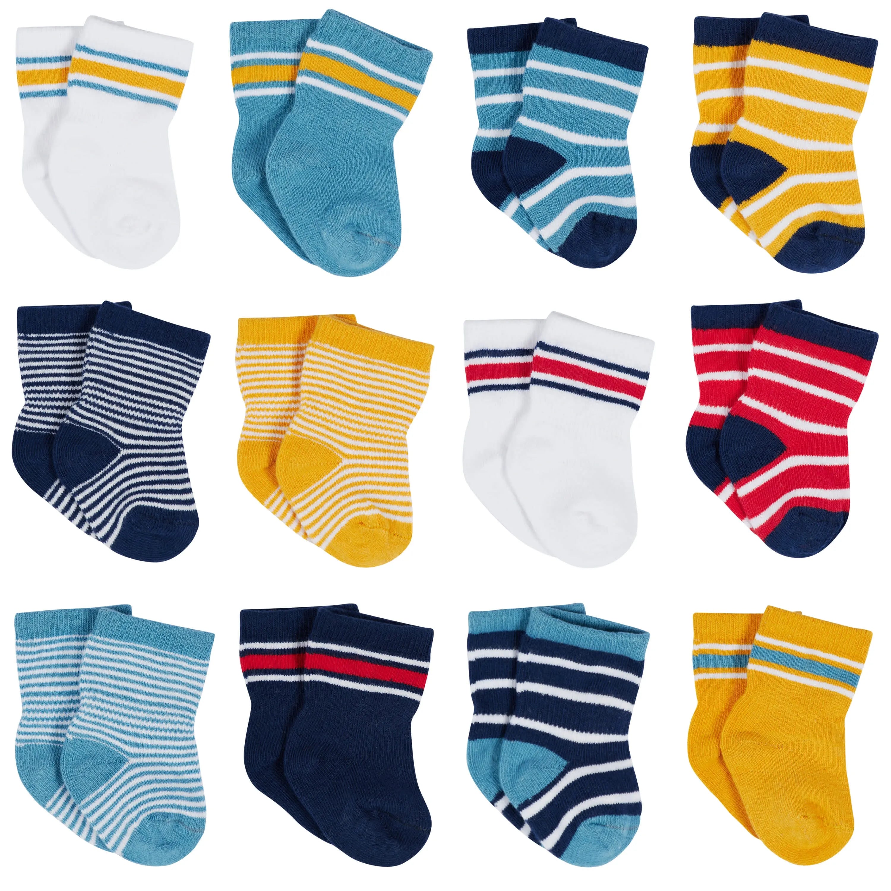 12-Pack Baby & Toddler Boys Construction Zone Jersey Crew Wiggle Proof Socks