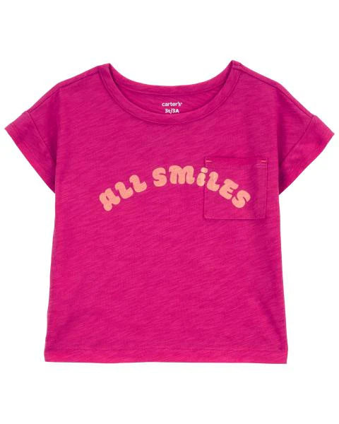 Carter's Toddler All Smiles Pocket Tee with Floral Pull-On Knit Gauze Shorts