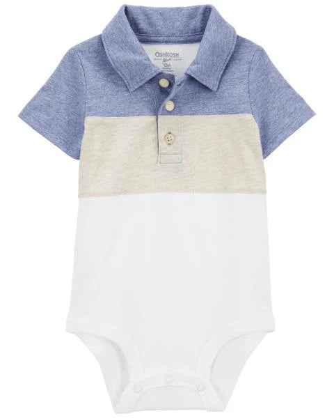 Oshkosh Colourblock Striped Henley Bodysuit with Canvas Cargo Pants