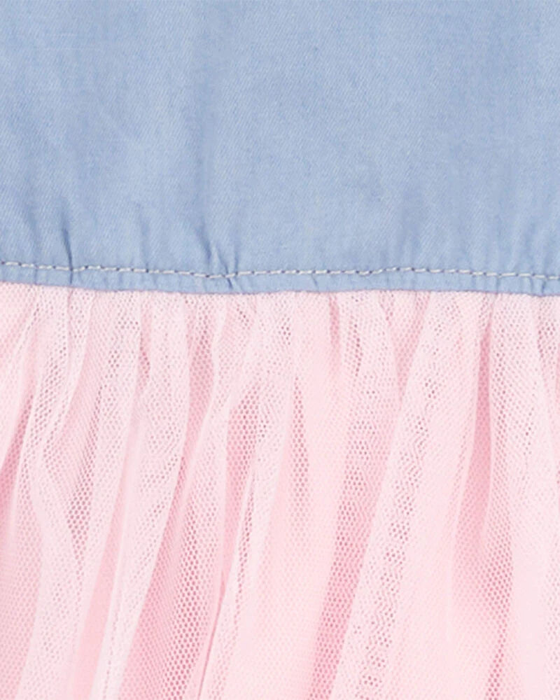 Oshkosh Mixed Fabric Denim Dress