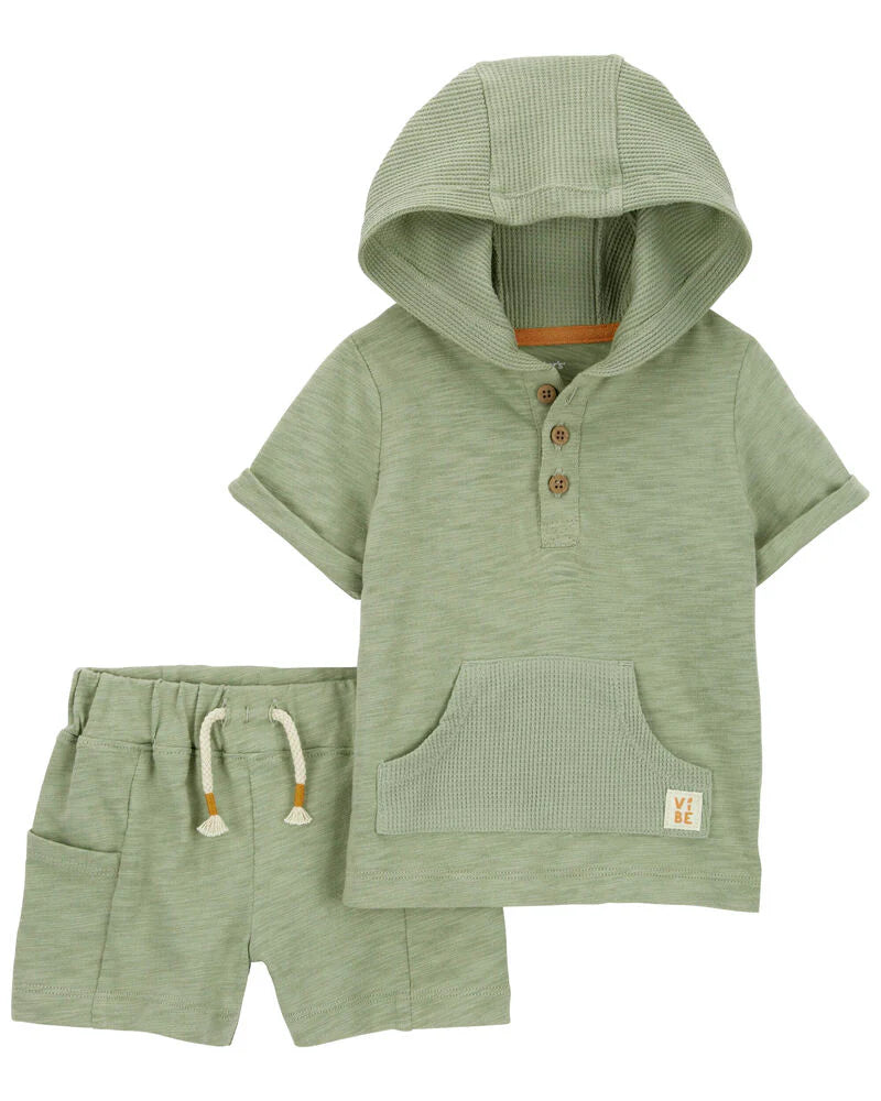 Carter's 2-Piece Slub Jersey Hooded Tee & Short Set