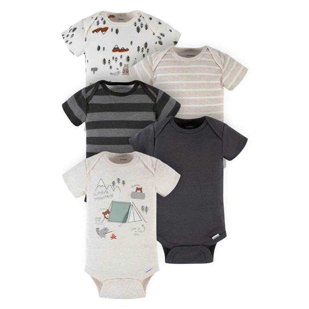 5-Pack Baby Boys Camping Short Sleeve Onesies Bodysuits