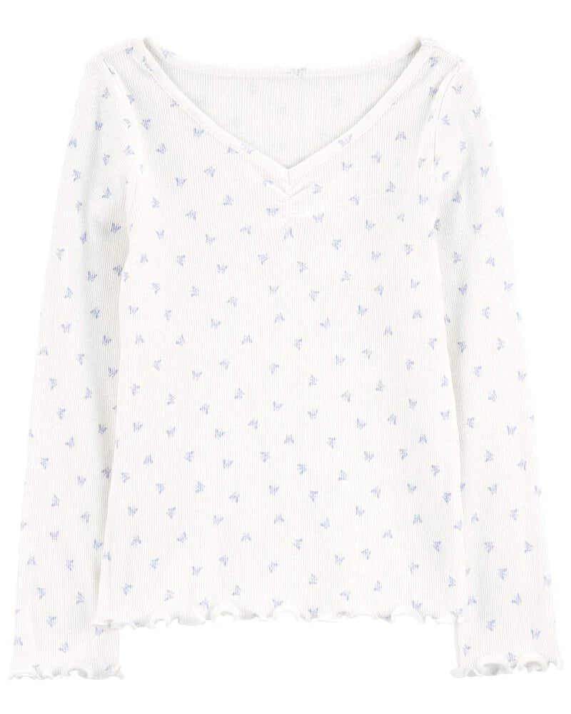 Oshkosh Butterfly Print Ribbed Top