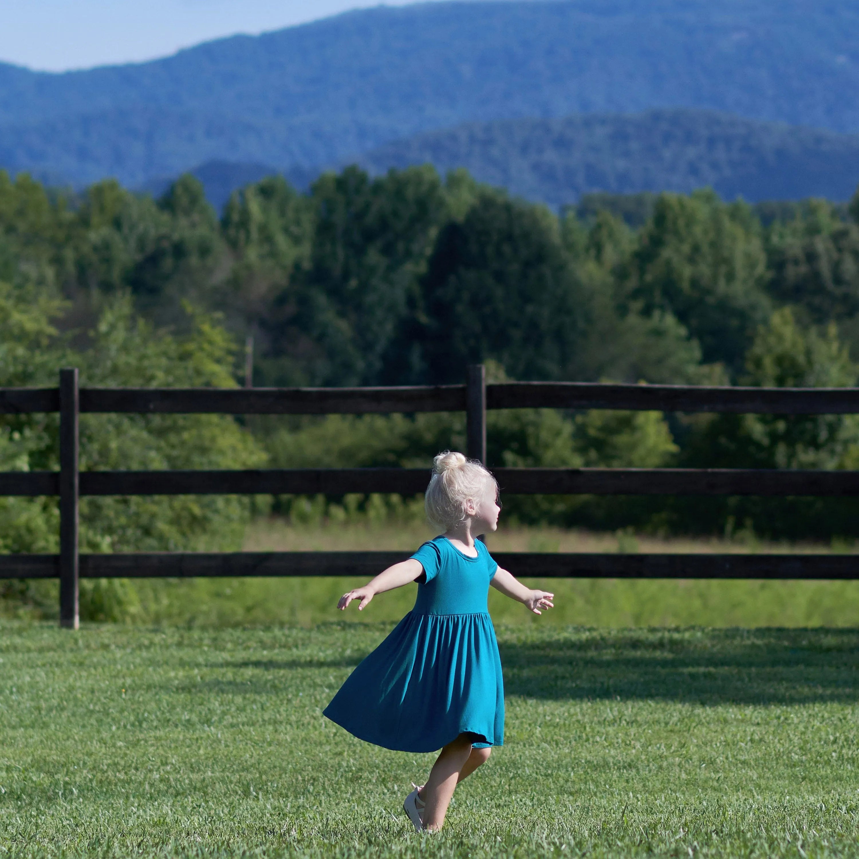 Infant & Toddler Girls Ocean Teal Buttery Soft Viscose Made from Eucalyptus Twirl Dress