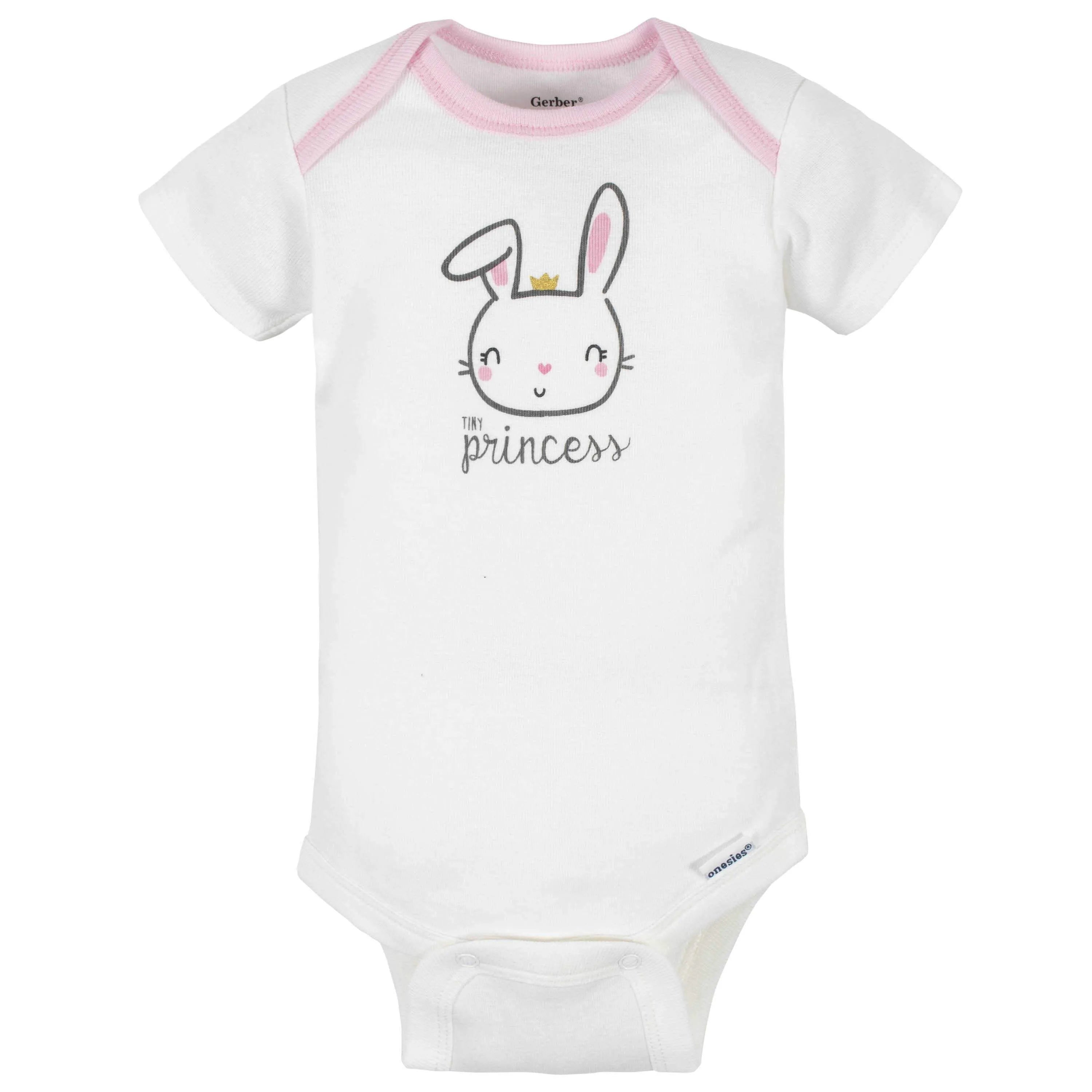 8-Pack Baby Girls Princess Short Sleeve Onesies Bodysuits