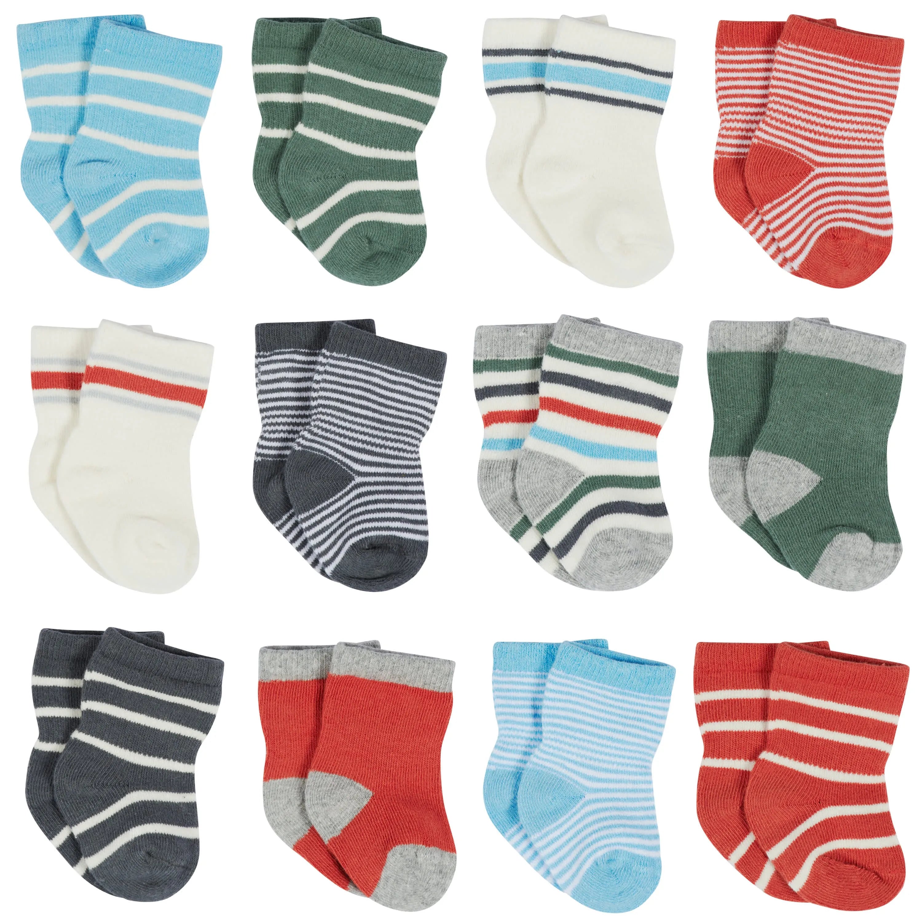 12-Pack Baby & Toddler Boys Unbearably Cute Jersey Crew Wiggle Proof Socks