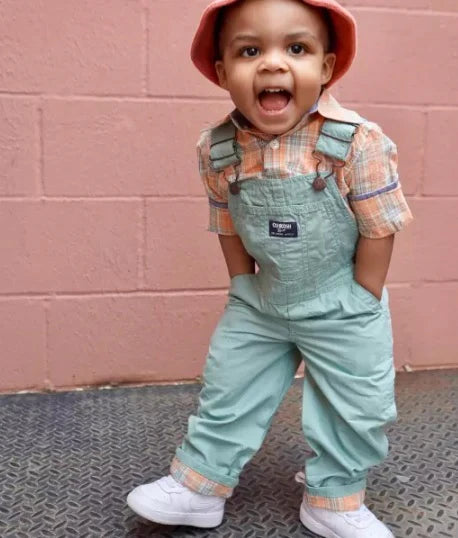 Oshkosh Lightweight Canvas Overalls with Plaid Button-Front Shirt