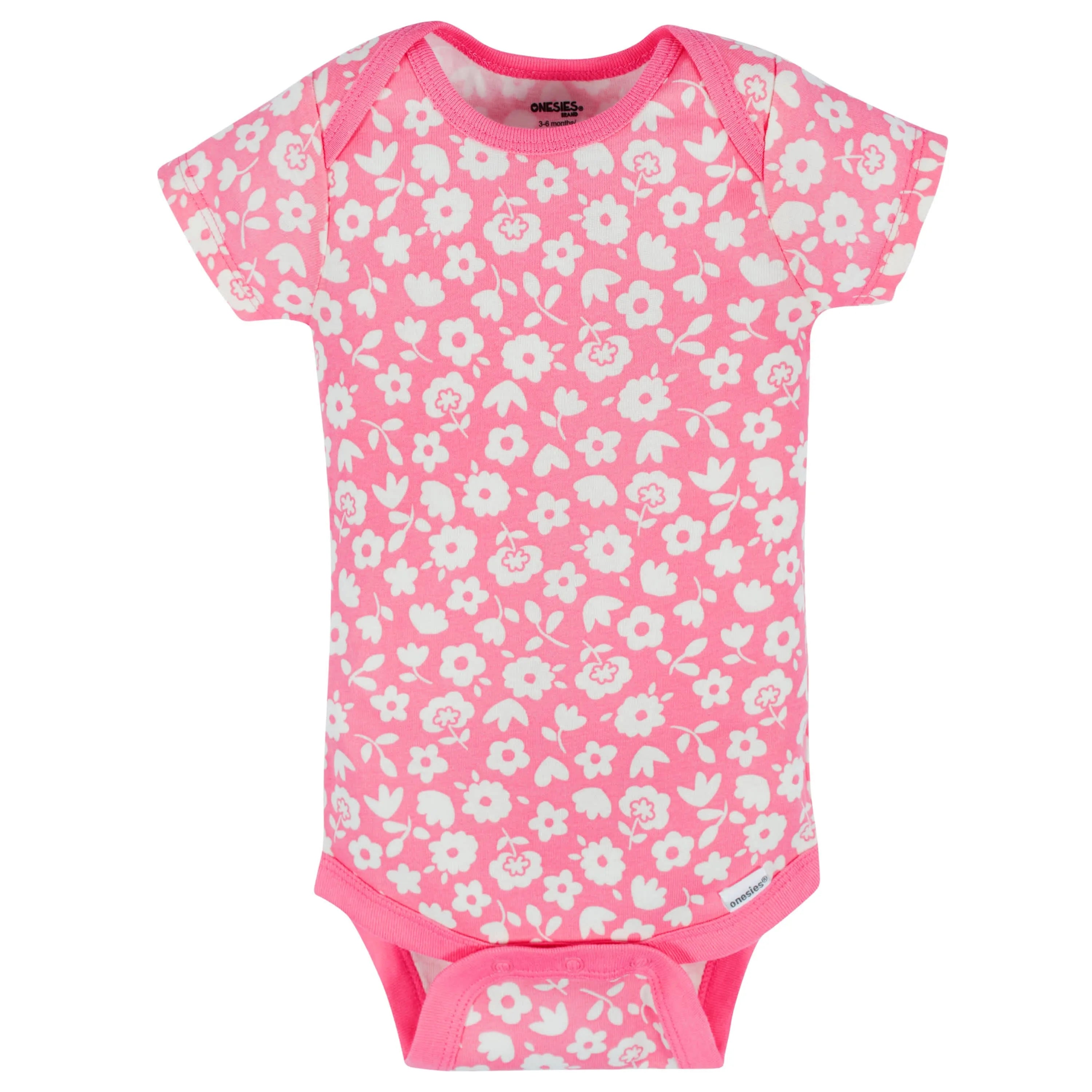 8-Pack Baby Girls Floral Fox Short Sleeve Onesies Bodysuits