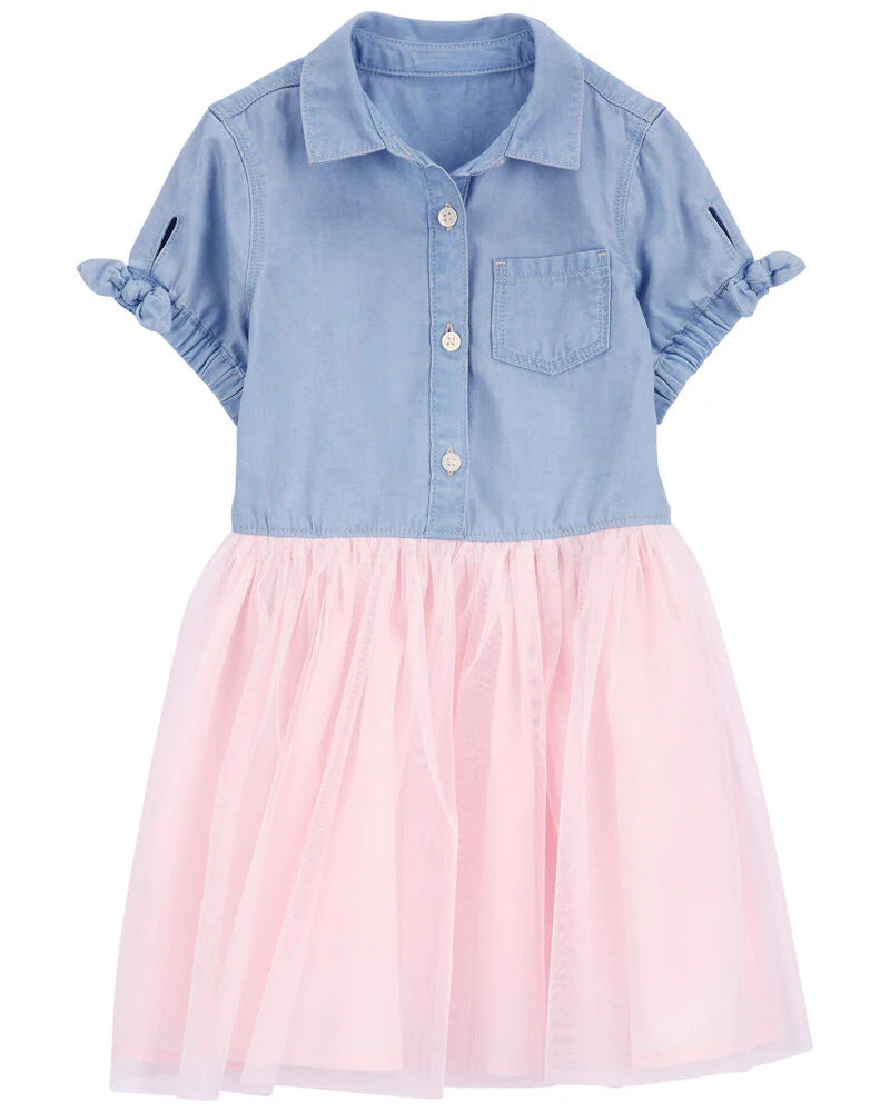 Oshkosh Mixed Fabric Denim Dress