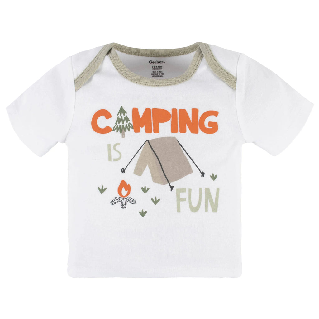 4-Piece Baby Boys Camping Fun Onesies Bodysuit, Tee, Shorts & Pant Set