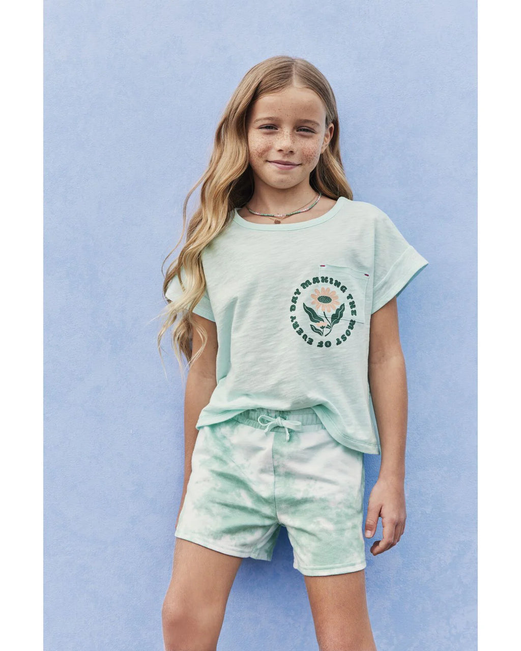 Carter's Kid Floral Pocket Tee with Tie-Dye Pull-On French Terry Shorts