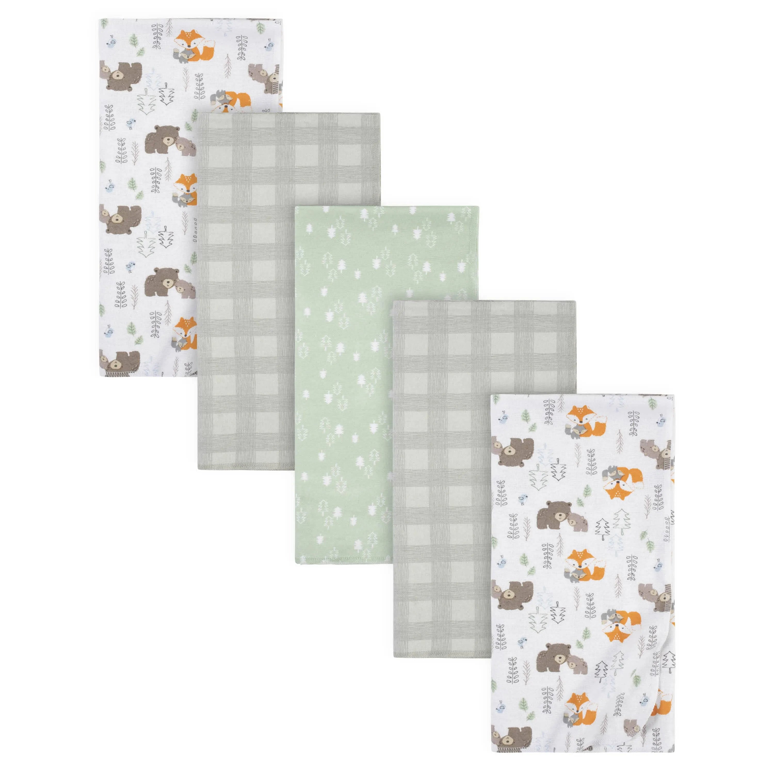 5-Pack Baby Boys Woodland Flannel Receiving Blankets