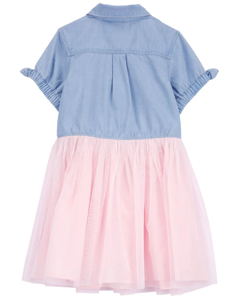 Oshkosh Mixed Fabric Denim Dress