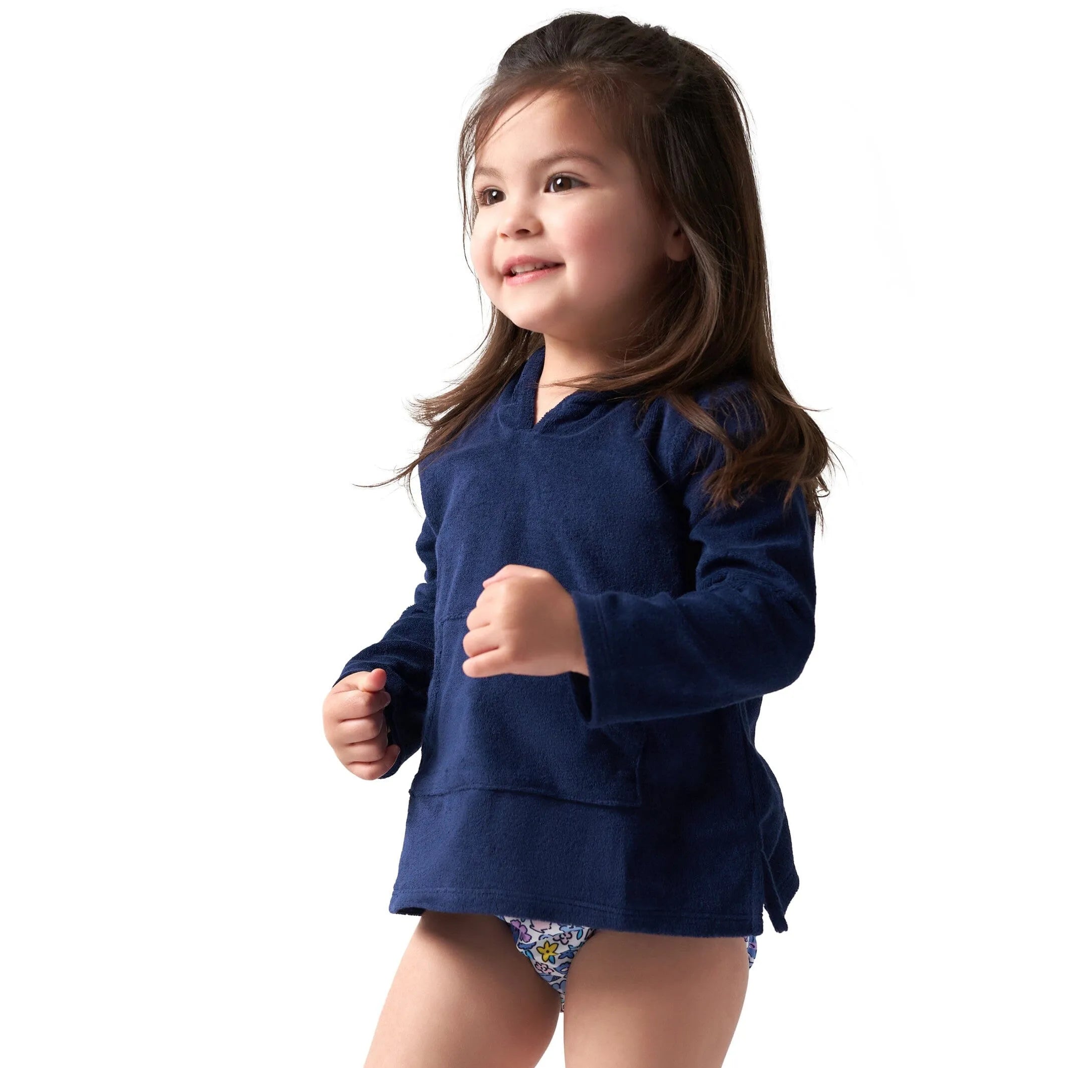 Baby & Toddler Girls Navy Hooded Kangaroo Pocket Terry Coverup