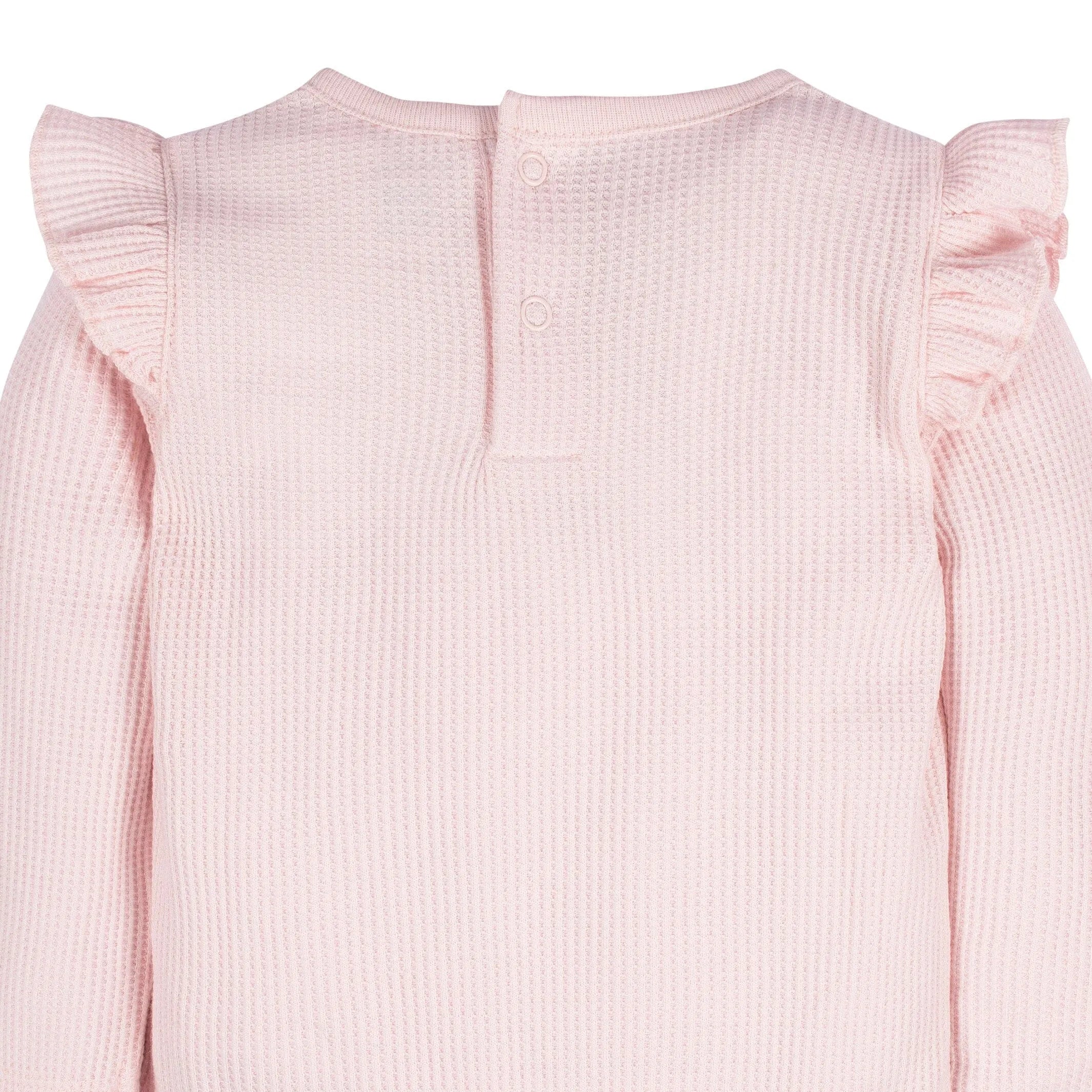 2-Pack Baby Girls Pink & Gray Long Sleeve Onesies Bodysuits