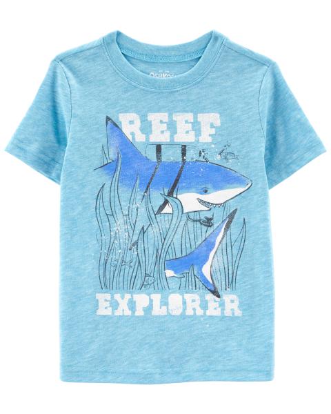 Oshkosh Toddler Shark Print Jersey Pocket Tee