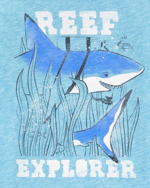 Oshkosh Toddler Shark Print Jersey Pocket Tee