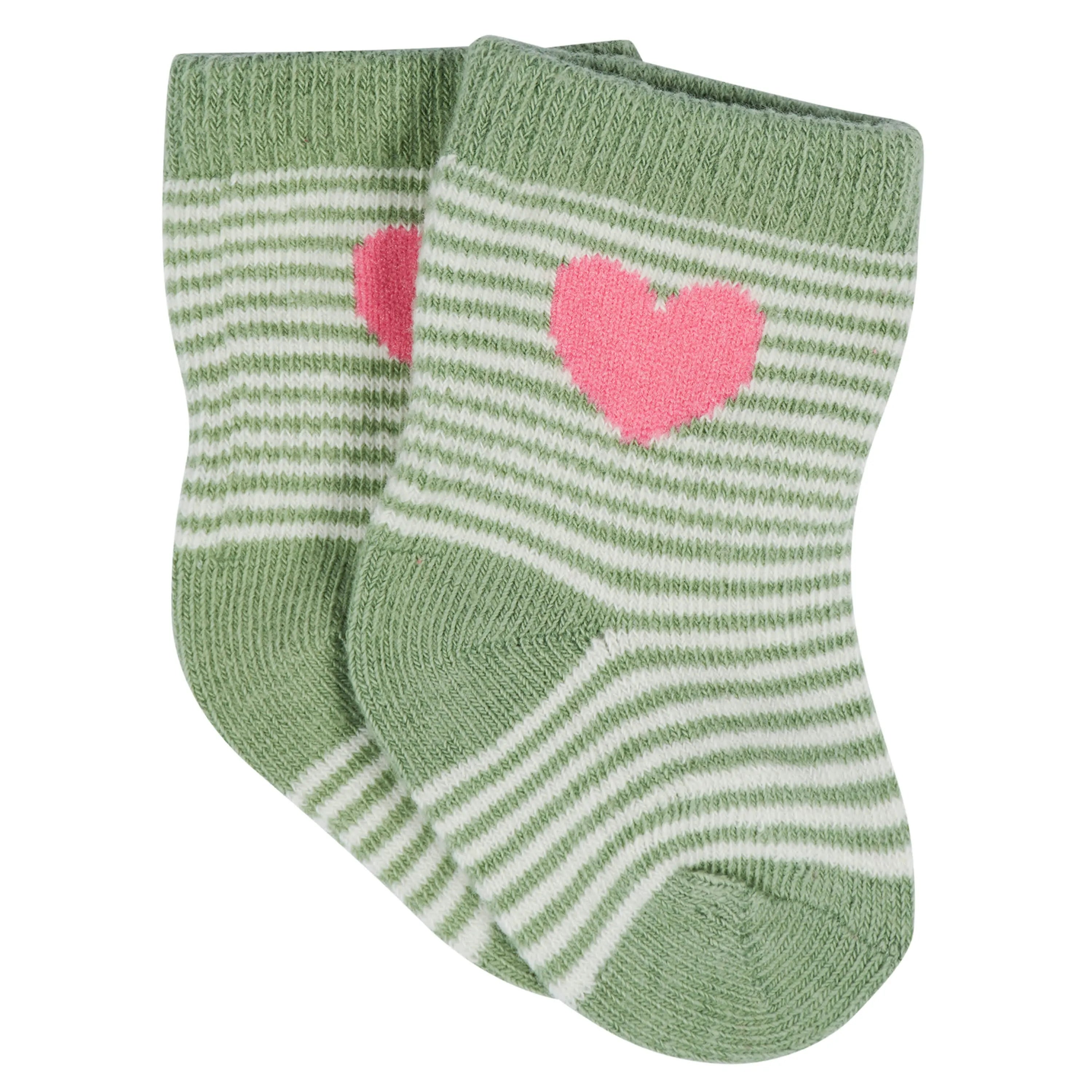 12-Pack Baby & Toddler Girls Floral Fox Jersey Crew Wiggle Proof Socks