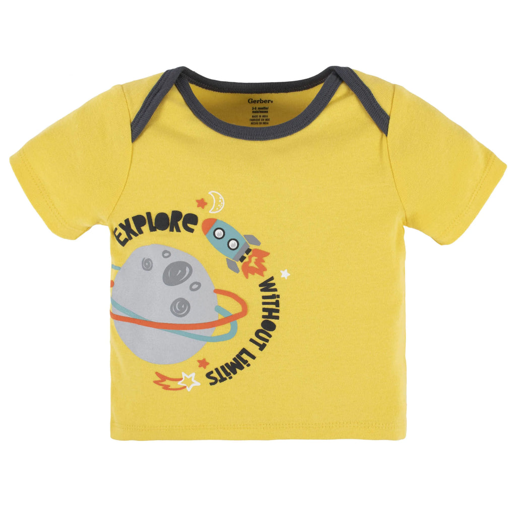 4-Piece Baby Boys Blast Off Onesies Bodysuit, Tee, Shorts & Pant Set