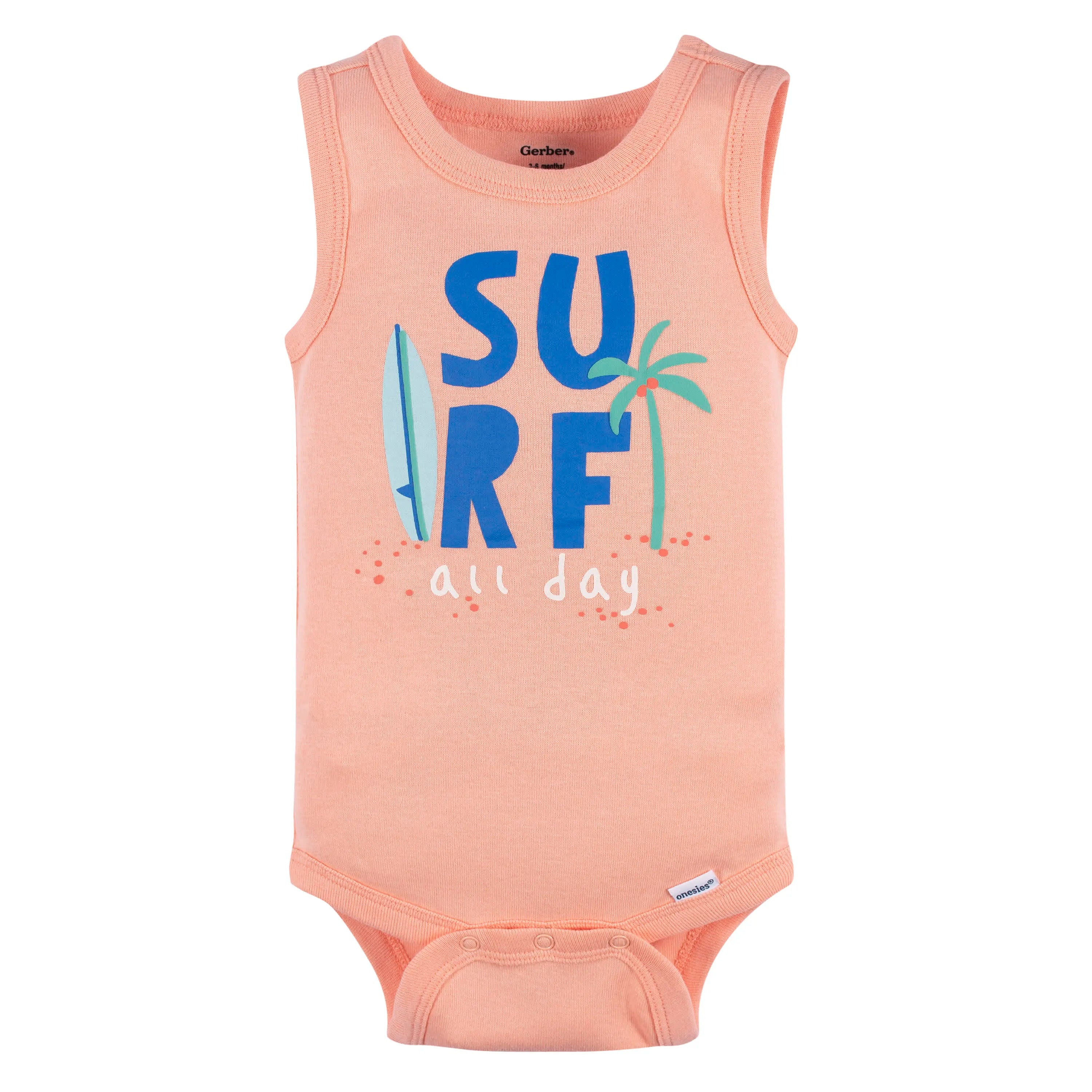 4-Pack Baby Boys Surf Beach Sleeveless Onesies Bodysuits