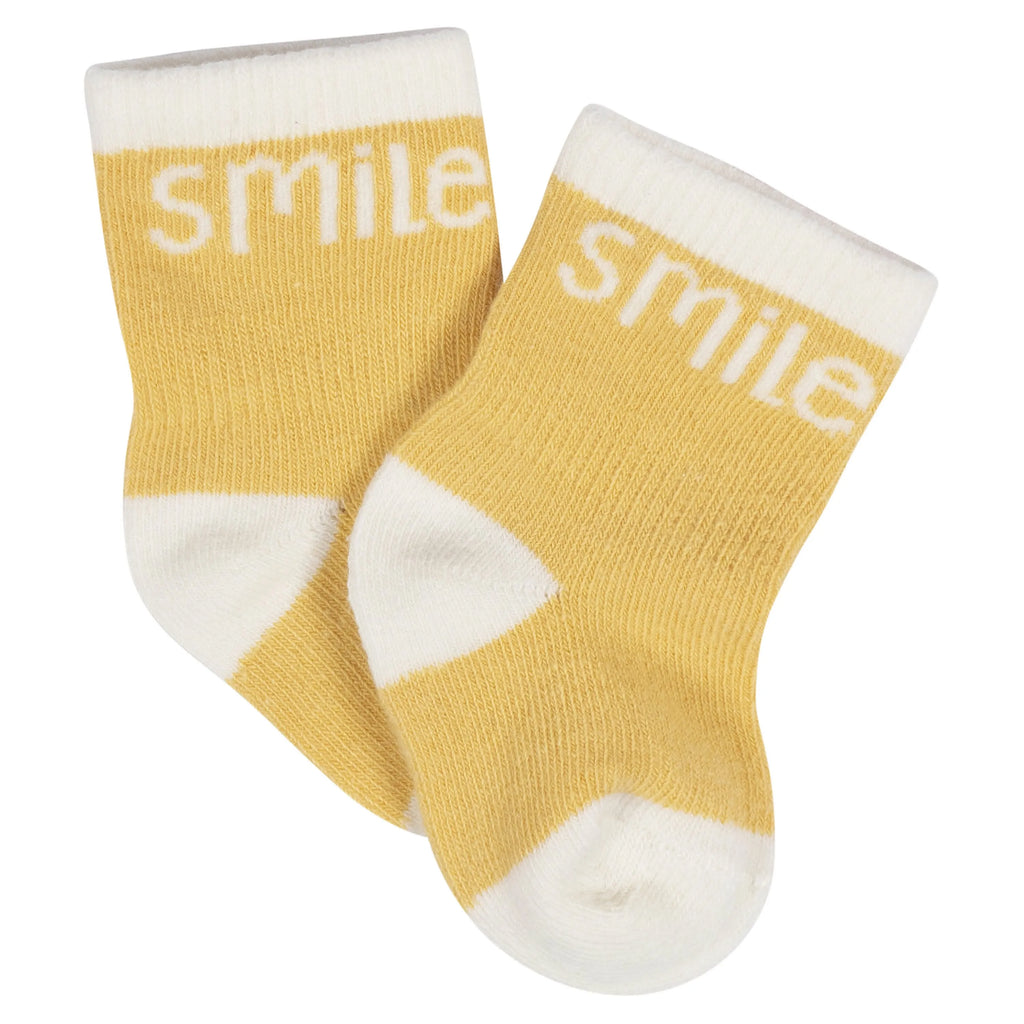 8-Pack Baby Girls Golden Floral Jersey Wiggle Proof Socks