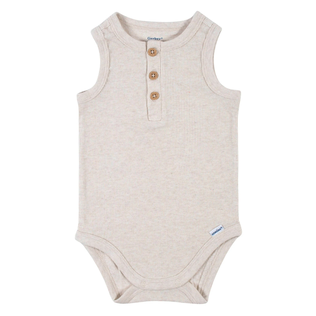 2-Pack Baby Boys Charcoal Oatmeal Sleeveless Onesies Bodysuits