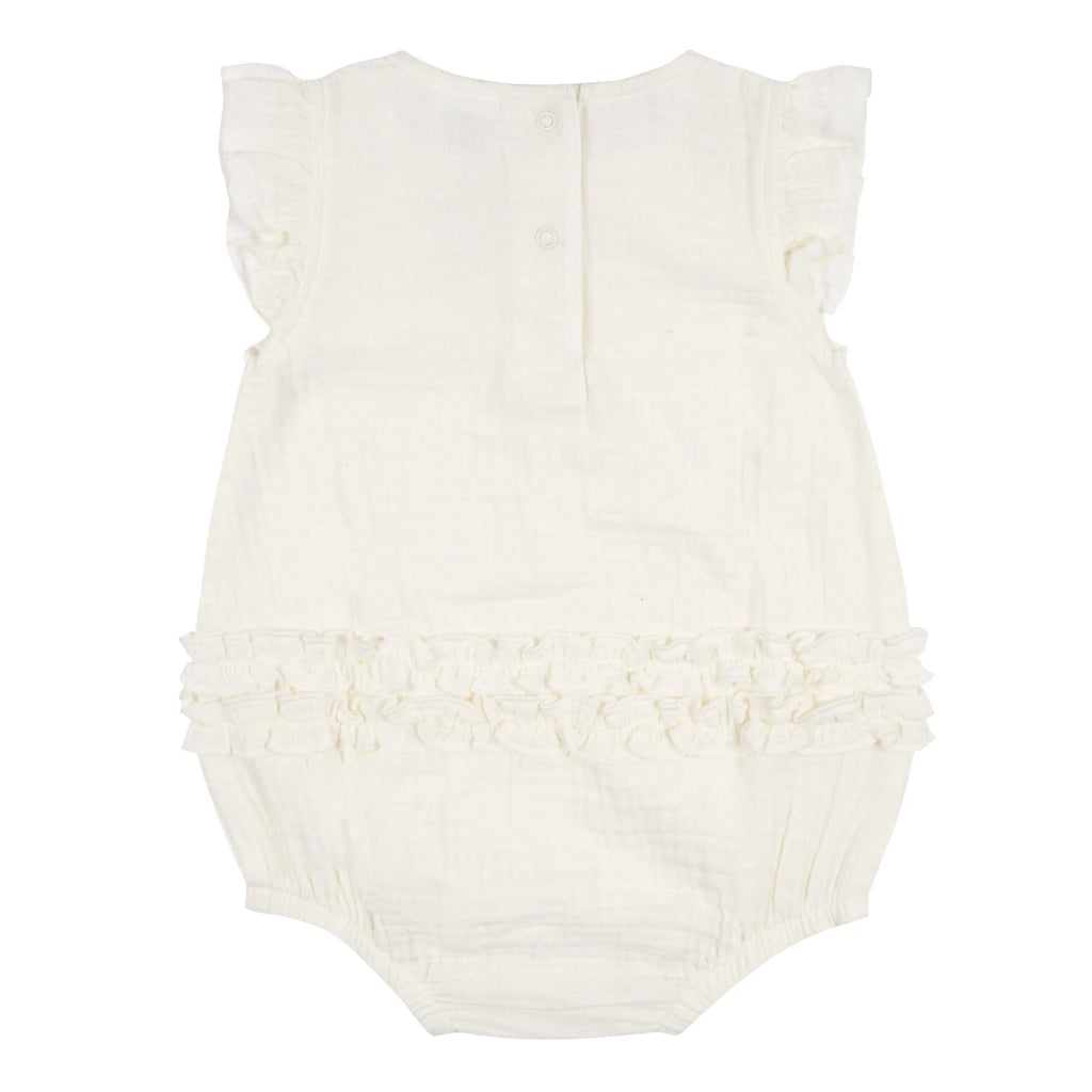 Baby Girls Ivory Gauze Sunsuit Romper