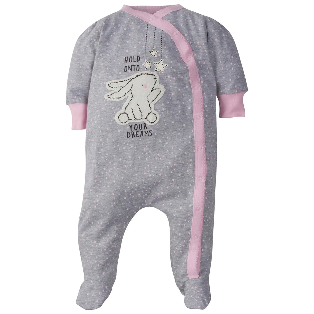 4-Pack Baby Girls Bunny Zip Front Sleep ‘N Plays