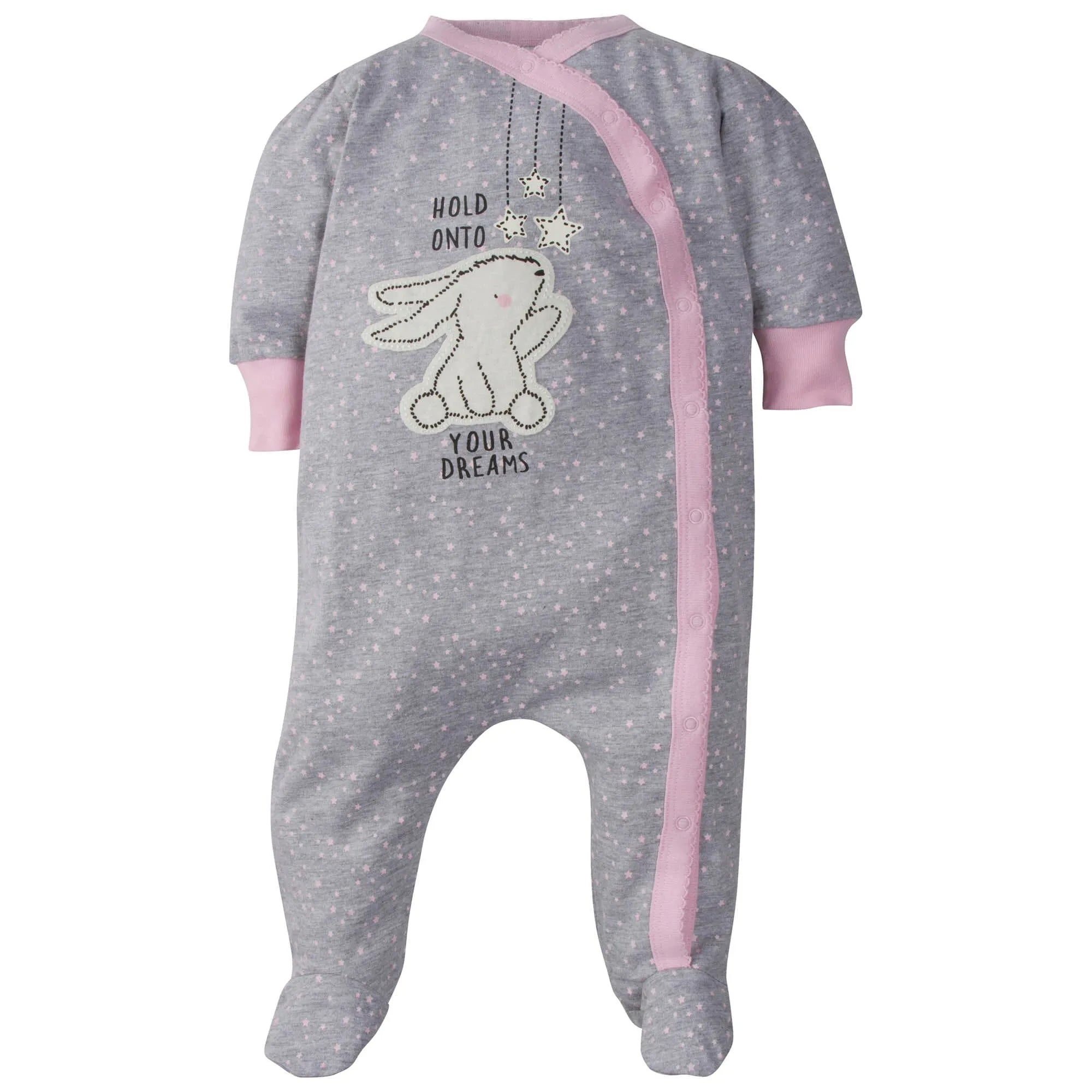 4-Pack Baby Girls Bunny Zip Front Sleep ‘N Plays
