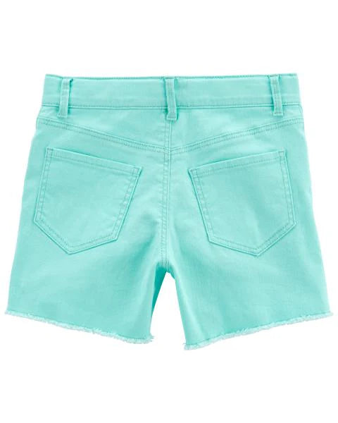 Oshkosh Kid Iconic High-Rise Midi Denim Shorts: Neon Twill Remix