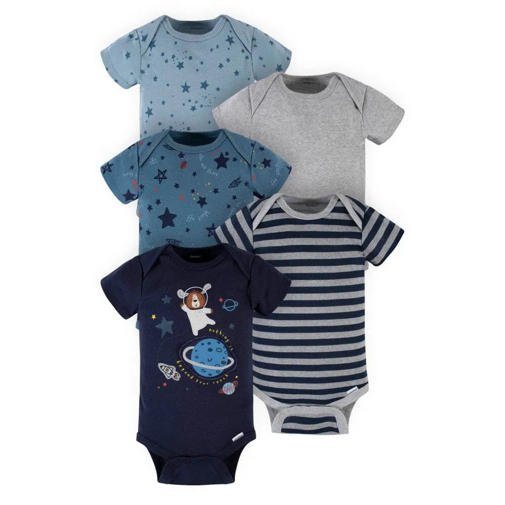5-Pack Baby Boys Space Short Sleeve Onesies Bodysuits