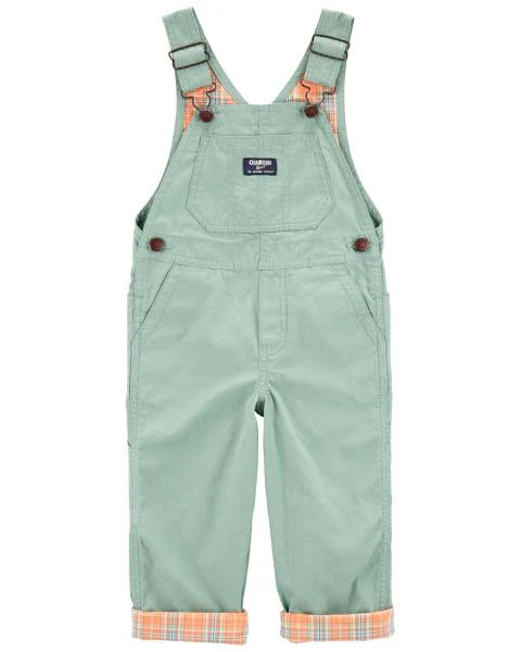 Oshkosh Lightweight Canvas Overalls with Plaid Button-Front Shirt