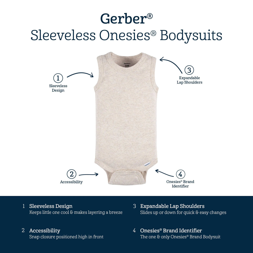 5-Pack Baby Boys Green Stars Sleeveless Onesies Bodysuits