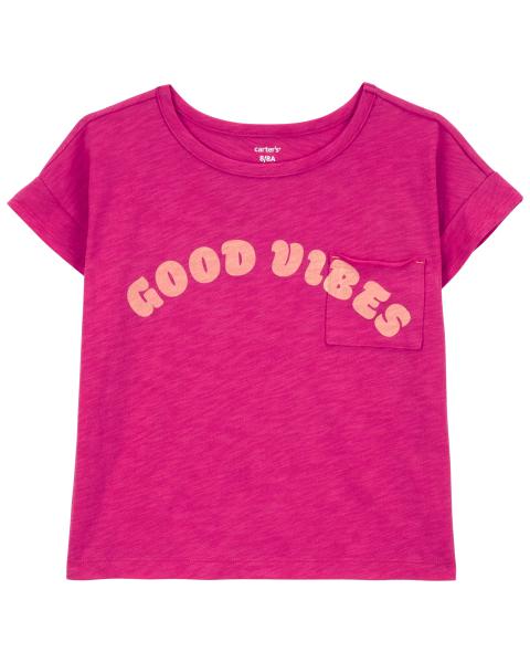 Carter's  Kid Good Vibes Pocket Tee with Floral Pull-On Knit Gauze Shorts