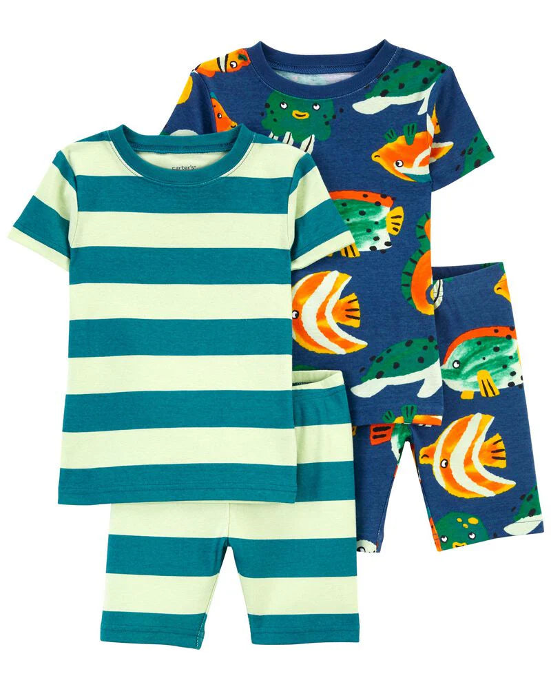 Carter's 4-Piece Fish Print 100% Snug Fit Cotton PJs