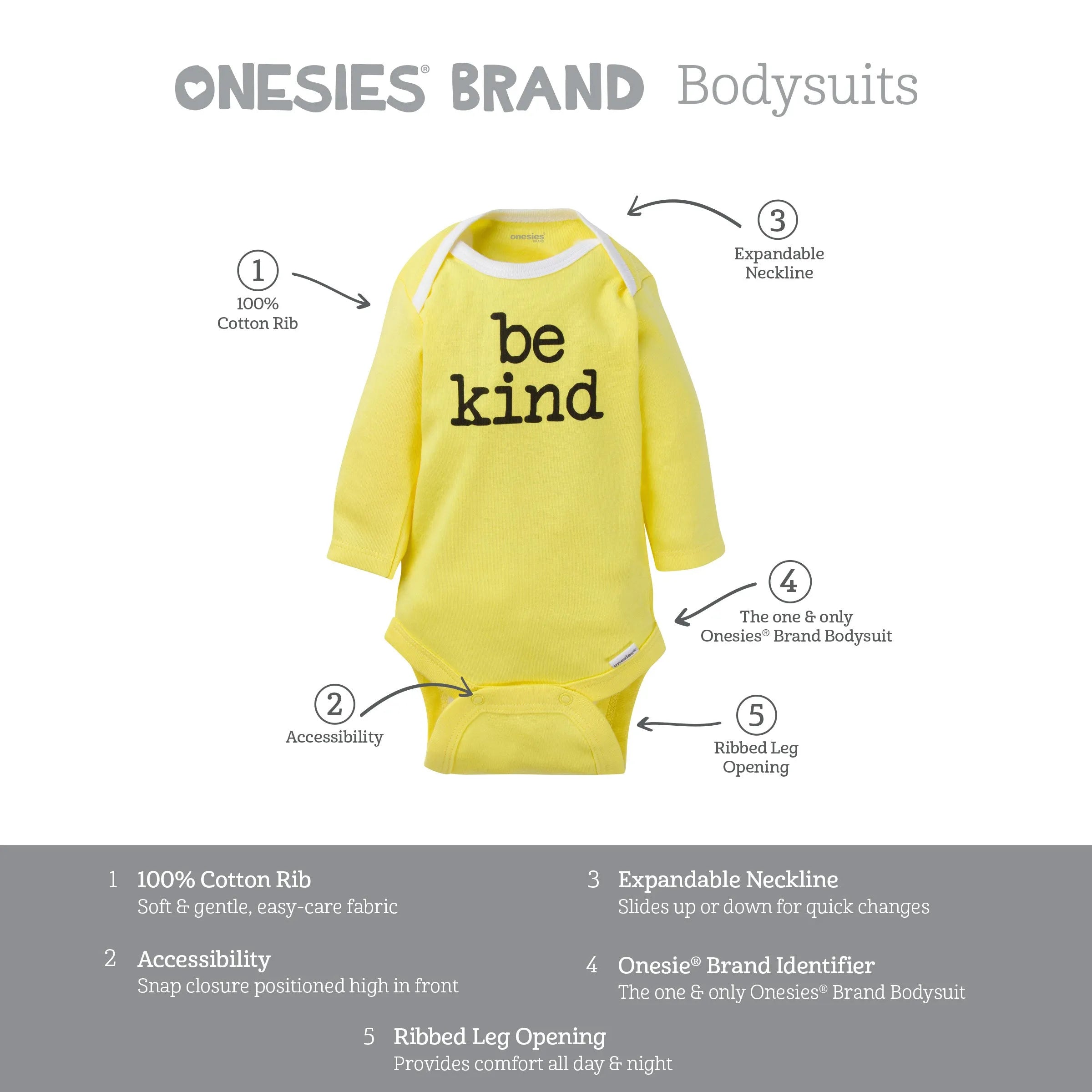 6-Pack Baby Neutral Long Sleeve Onesies Brand Bodysuits