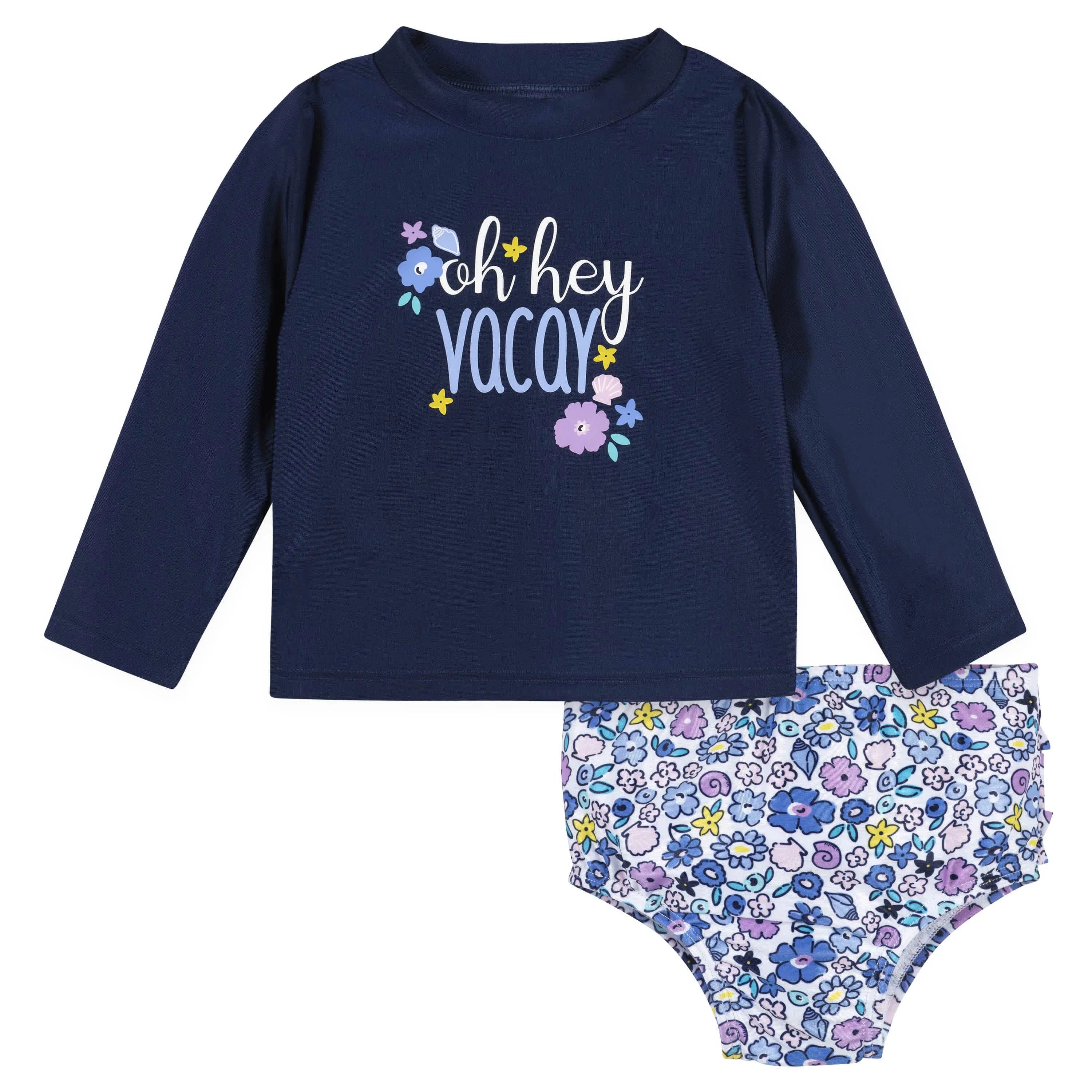 2-Piece Baby & Toddler Girls Vacation Vibes Rash Guard & Swim Bottoms Set
